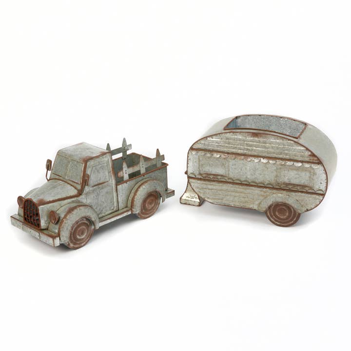 The Gerson Companies - Wholesale Plant Pot - Discount 14"L Galvanized Metal Camper &1