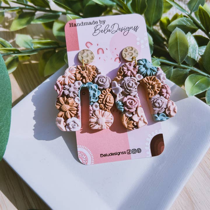 Belu Designss - Wholesale Dangle Earrings - Colorful Flowers Arch Handmade Polymer Clay Earrings5