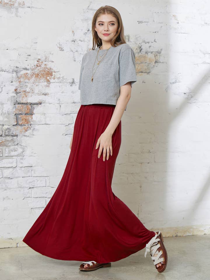 Plus Mjuk Lätt Flytande Maxikjol med Fickor - NS1004P_ för wholesale av noflik