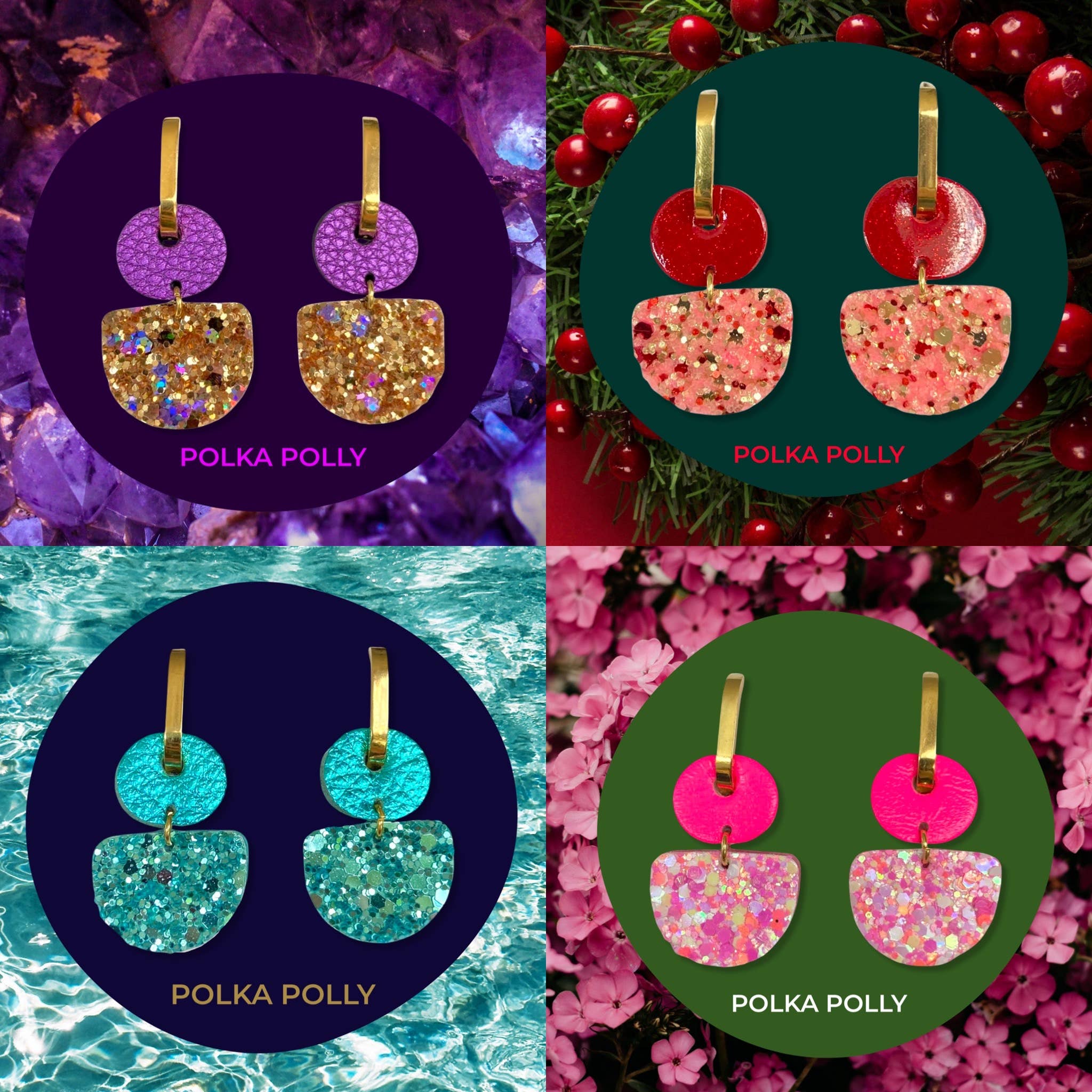 Polka Polly - Wholesale Dangle earrings - Party Pink Dainty Hoops1