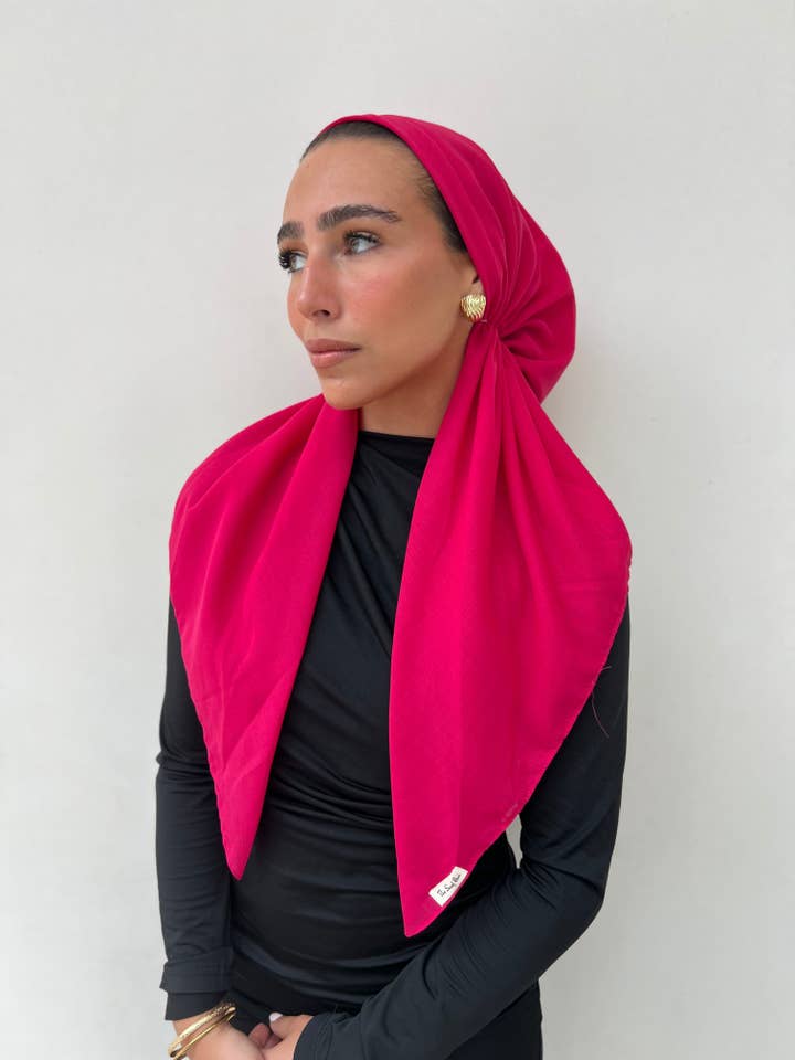 Coton CLASSIC PRETIED, rose vif (avec poignée en velours) pour la vente par The Scarf Bar
