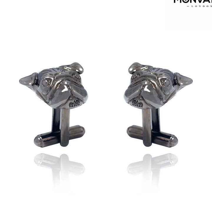 Gemelli a forma di carlino nero corvino per la vendita all'ingrosso da parte di MONVATOO London