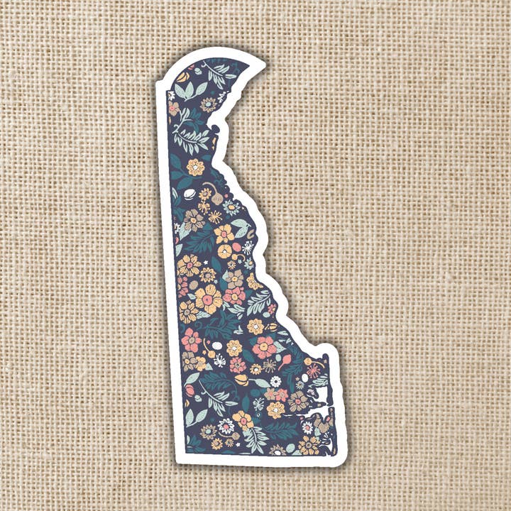 Delaware Floral State Sticker for wholesale by Kingdom of Threads