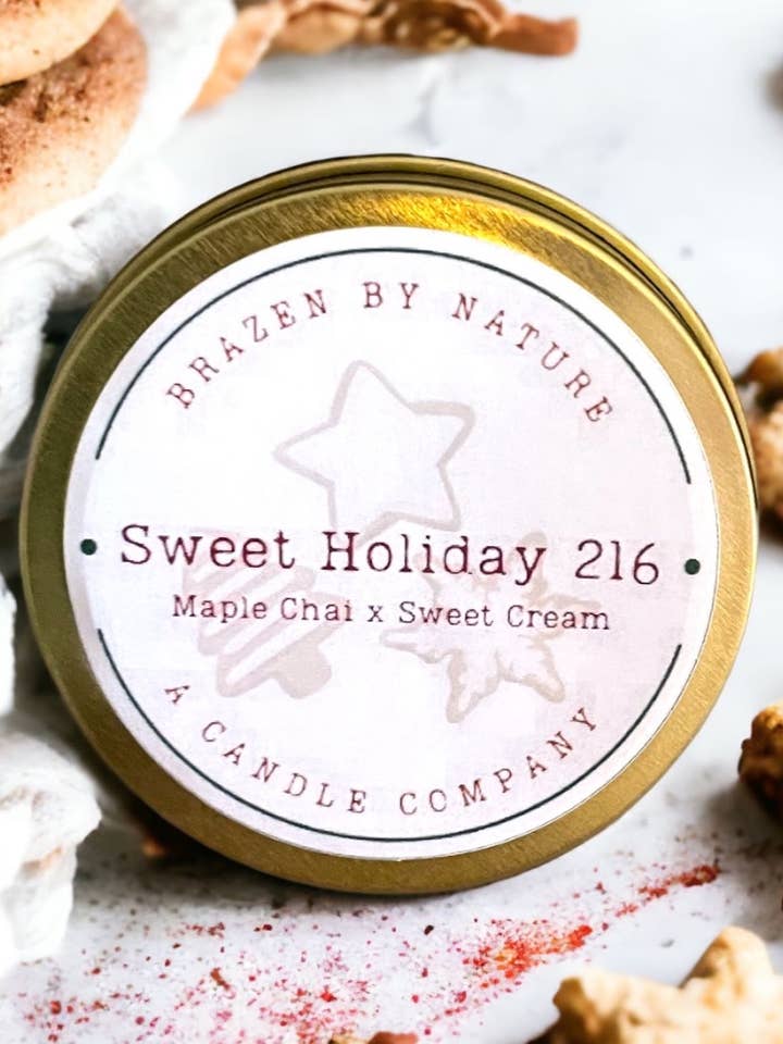 Julstearinljuskaka 4 oz kokosnötsoja träveke för wholesale av Brazen by Nature Candle Co.