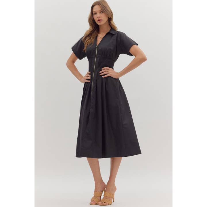 STYLE USA - Wholesale Dress - Women's - Solid short sleeve midi dress 6