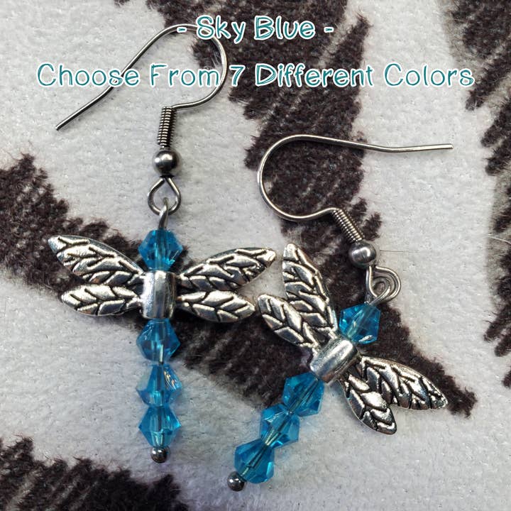 Earrings | Dragonfly | 7 Color Options for wholesale by Peachyfrog
