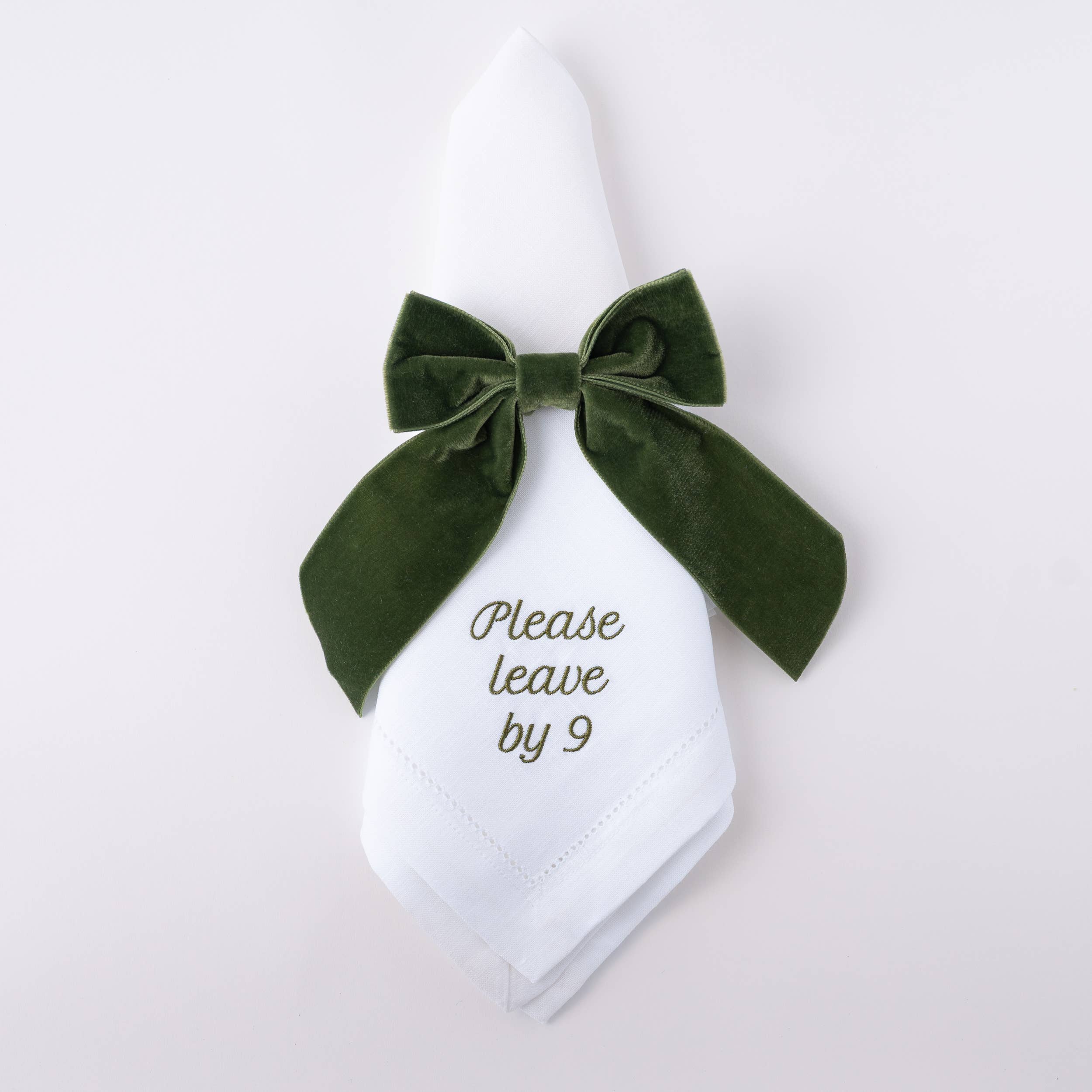 No Reservations – Guardanapo e pano de jantar por atacado – Conjunto de 12 Guardanapos de Jantar de Linho "Please Leave by 9"10