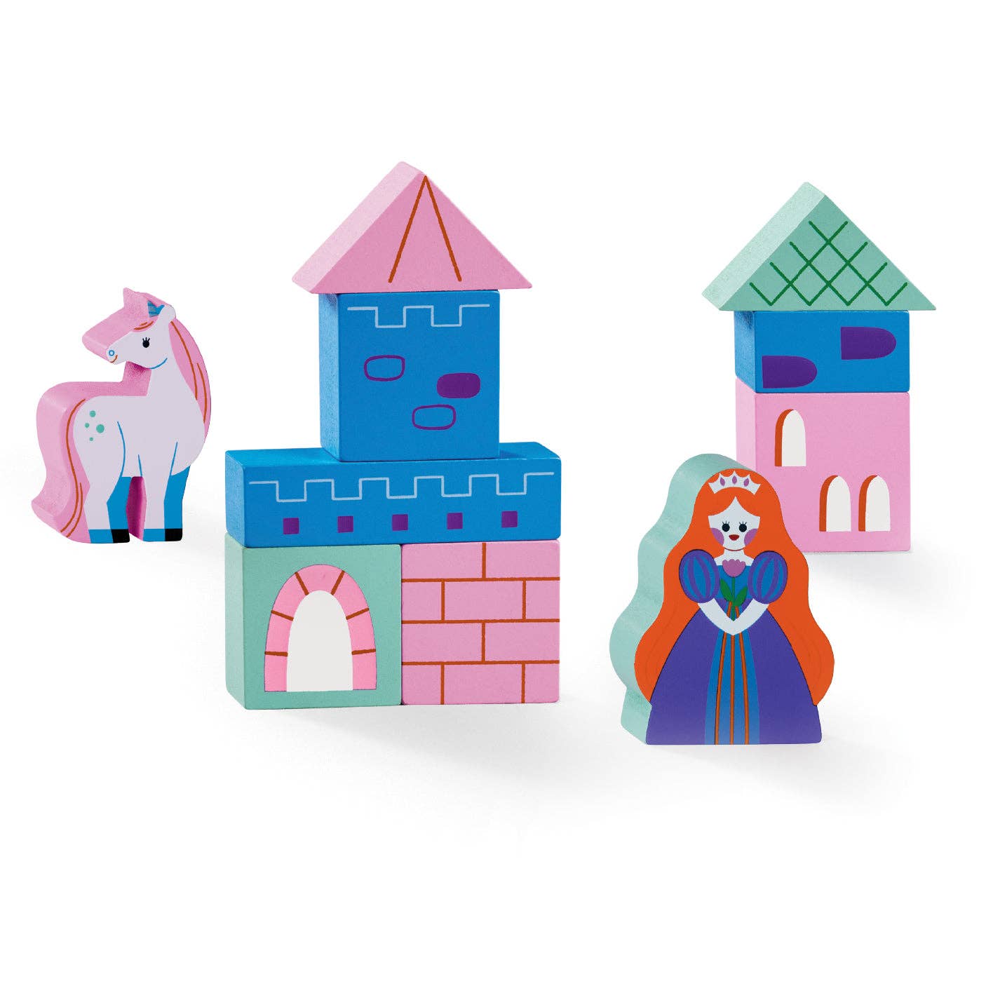Crocodile Creek Inc. - Wholesale Blocks - Kids Baby - Build & Play Mini Wood Blocks - Princess Palace1
