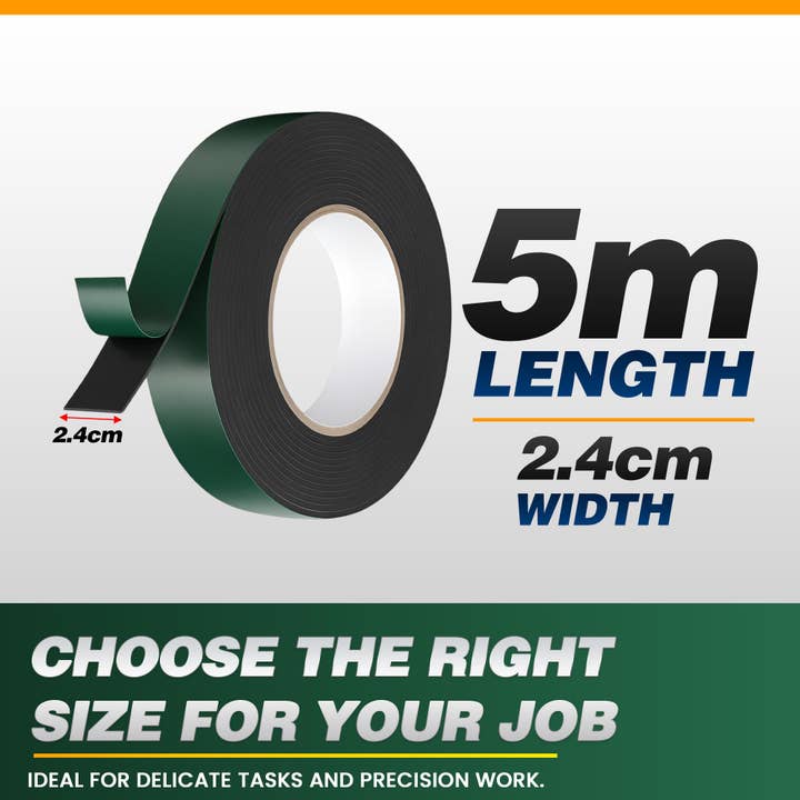 Ledsone – wholesale Tape – LEDSone Black 2.4cm x 5m Heavy Duty Waterproof Double Sided Tape ~62573