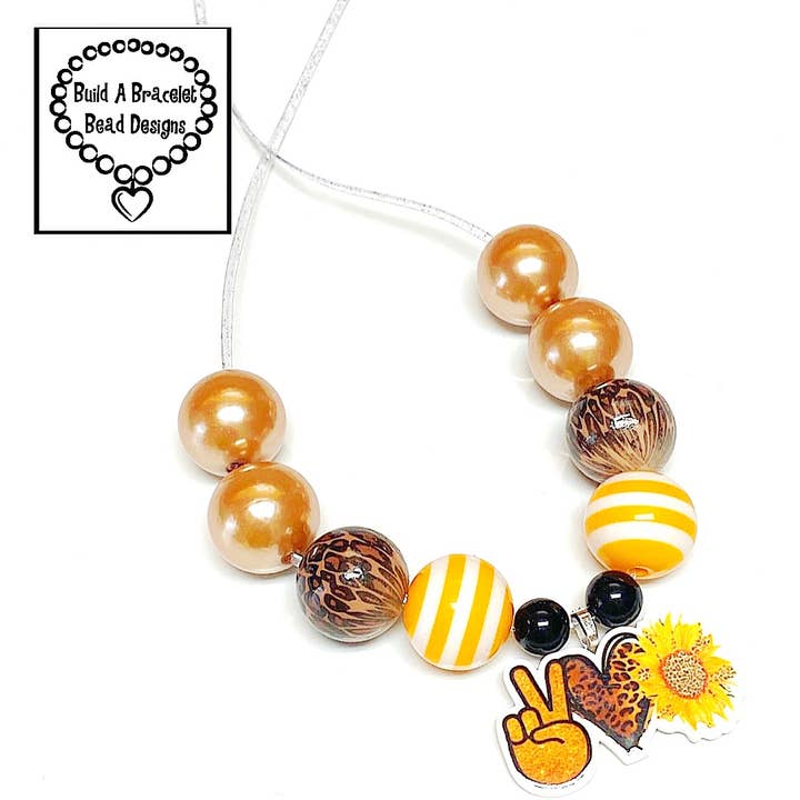 Peace ✌️ Love ❤️ Leopard 🐆 Sunflower 🌻 Adjustable Necklace for wholesale by Build A Bracelet Bead Designs