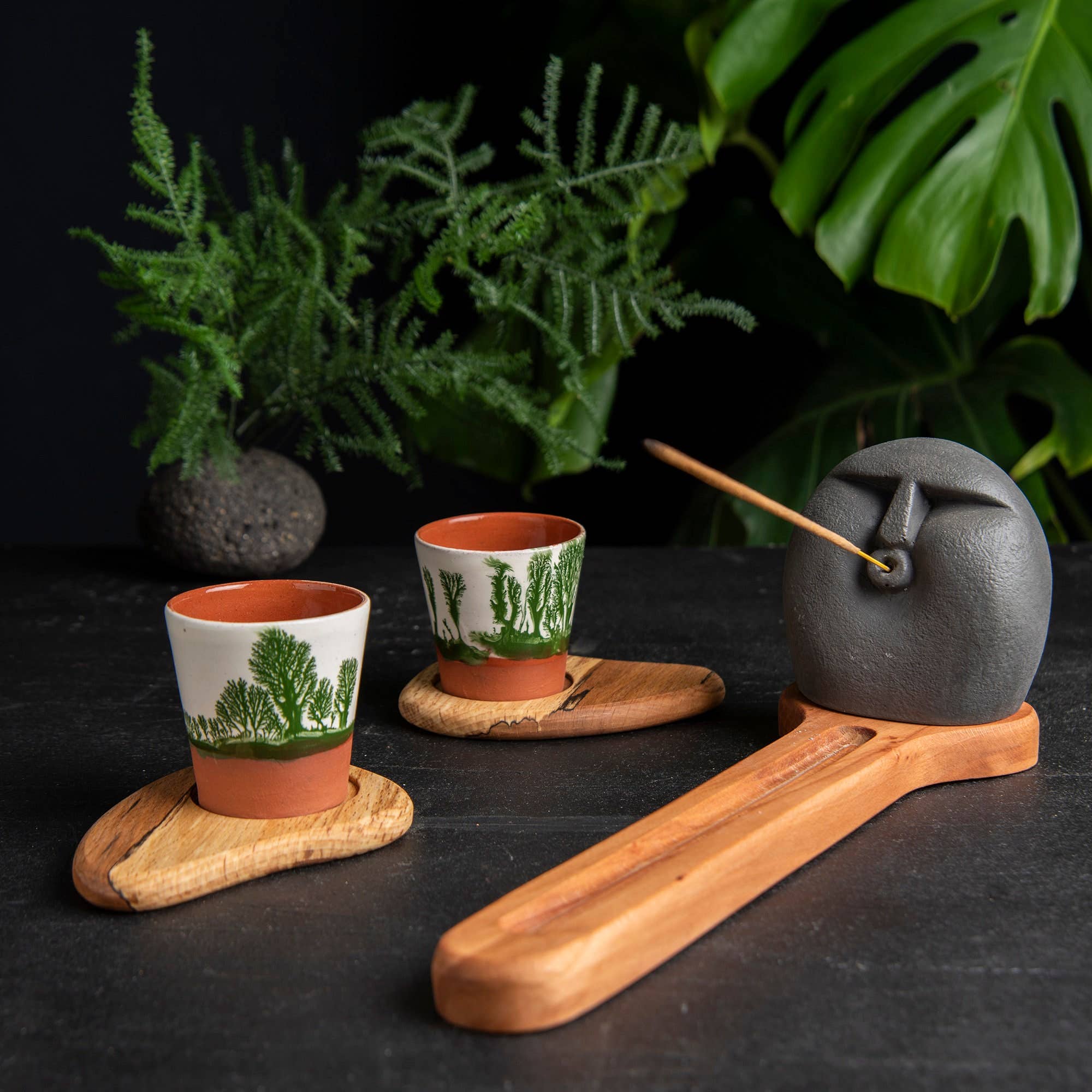 Troy Touch – Porta-incenso por atacado – Conjunto Ternário, Chávenas de Café Expresso em Cerâmica com Difusão de Mocha e Mãom5