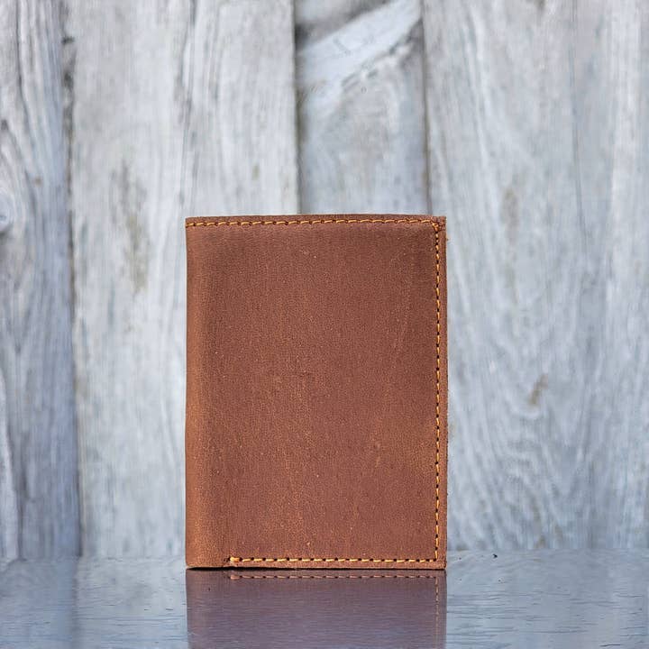 Meraki - Cognac Full Grain Leather Trifold Wallet for wholesale by NAB LEATHER