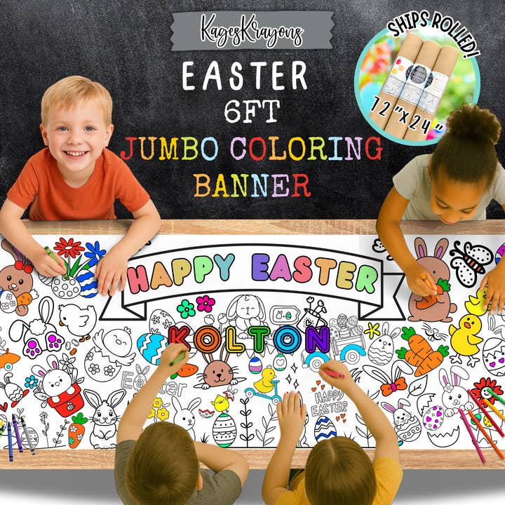 KagesKrayons – wholesale Colouring tablecloth – Child & baby – 6 Foot Easter Coloring Page Banner - Coloring Table Cover1