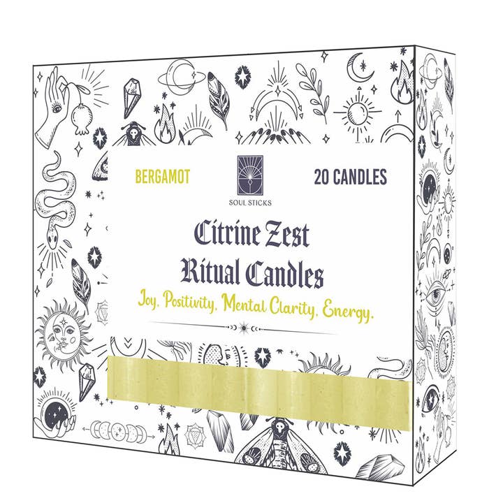 Soul Sticks - Citrine Zest Bergamot Ritual Candles (20) for wholesale by Designs by Deekay Inc.