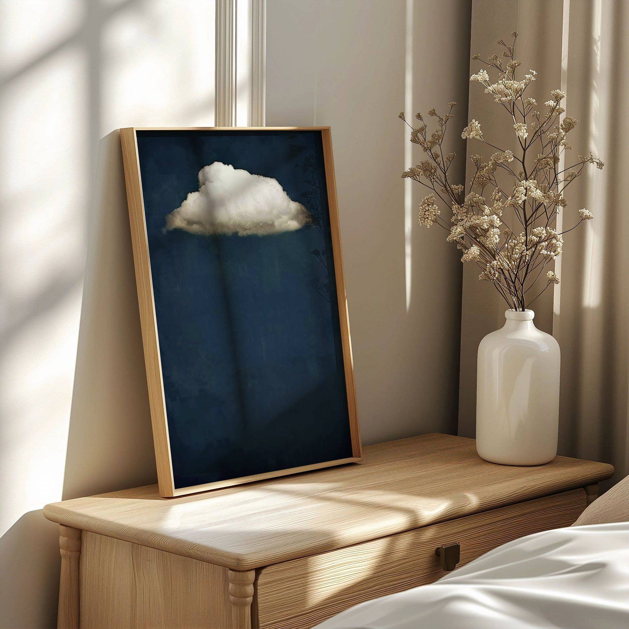 Plumnearly Prints - Wholesale Art Print - Indigo Blue White Cloud Oil Painting Fine Art Print Poster 81