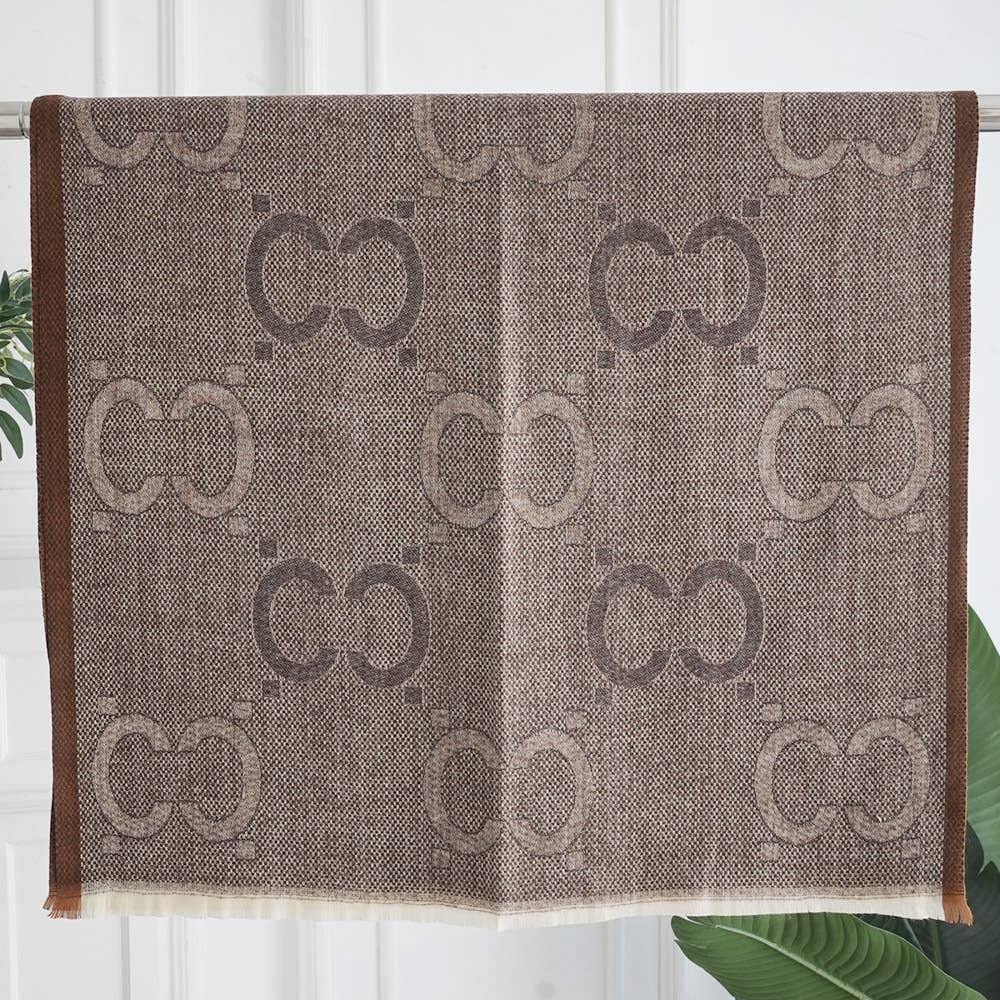 JOIA ACCESSORIES - Vendita all'ingrosso Sciarpa - Donna - SCIALLE OBLUNGO LEGGERO CON MOTIVO MONOGRAMMA E FRANGIA, AS 5890