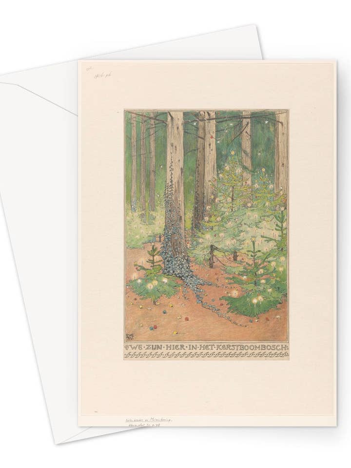 Forest with Decorated and Illuminated Christmas Trees by Willem Wenckebach, 1898 - Greeting Card for wholesale by Flashback Shop