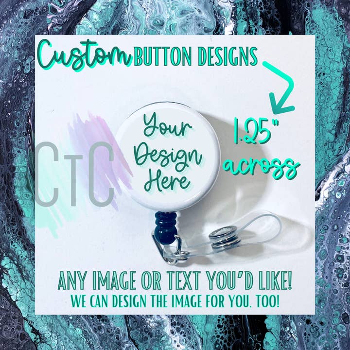 Custom 1.25-inch Badge Reel for wholesale by Classy Trash Creations