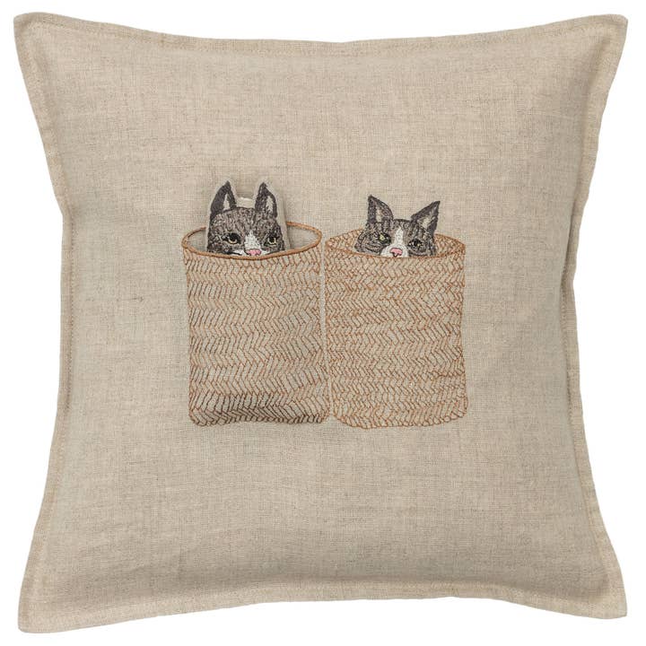 Coral & Tusk - Wholesale Throw/Decorative Pillow - Basket Cats Pocket Pillow
