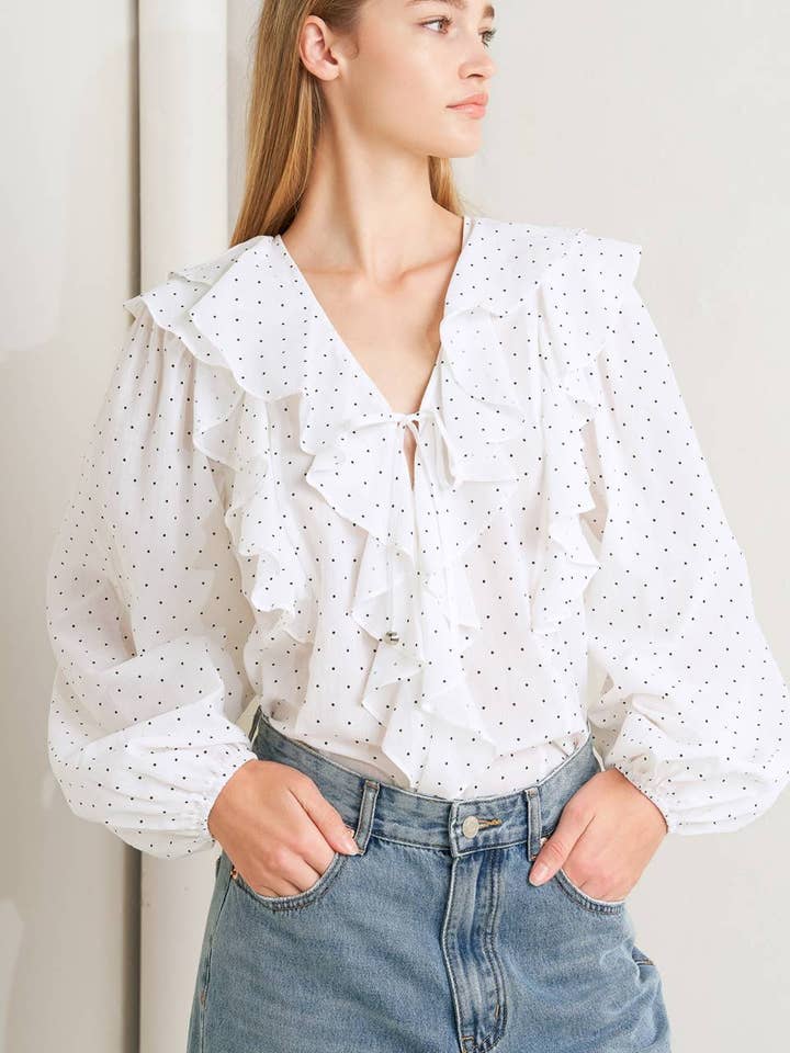 Ein gepunktetes gewebtes Oberteil - FT1732 für den Großhandel von FLYING TOMATO