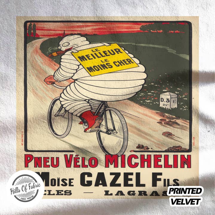 Michelin Pneu Velo Michelin Printed Fabric Panel for wholesale by Hills Of Fabric