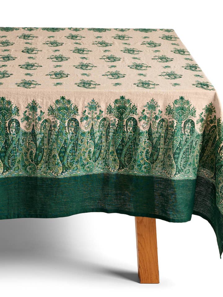 Portugal Linen Paisley Holiday Tablecloth Limited Edition for wholesale by Caro Home