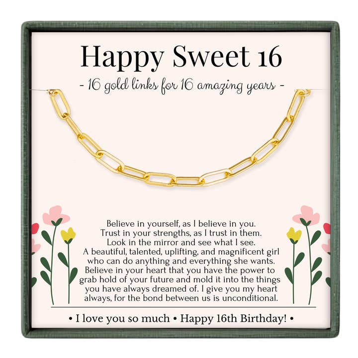 Sweet 16 Chain Necklace Birthday Gift Special Celebration for wholesale by hope love shine