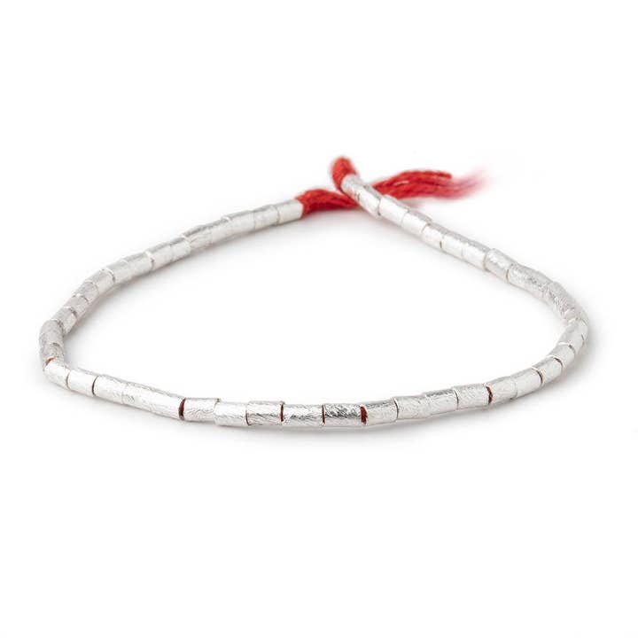 Beads of Cambay - Wholesale Beads - 3x4mm Sterling Silver Plated Copper Tube Beads 8 inch 52 pieces Large Hole