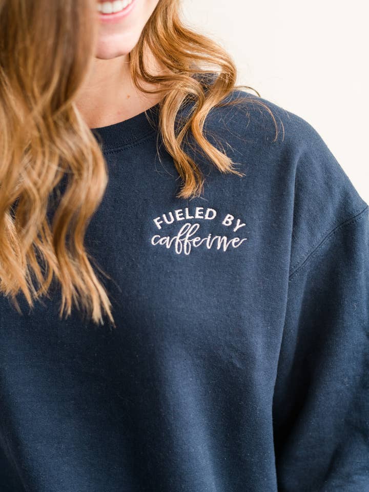 Fueled By Caffeine Crew for wholesale by Amy Grace Monograms