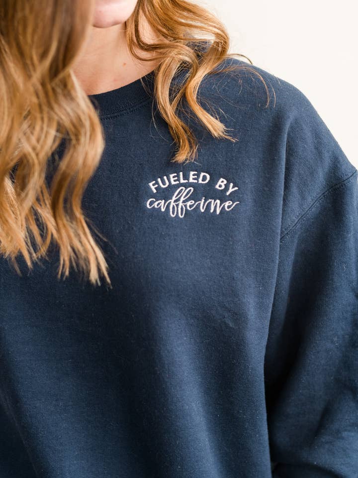 Fueled By Caffeine Crew for wholesale by Amy Grace Monograms