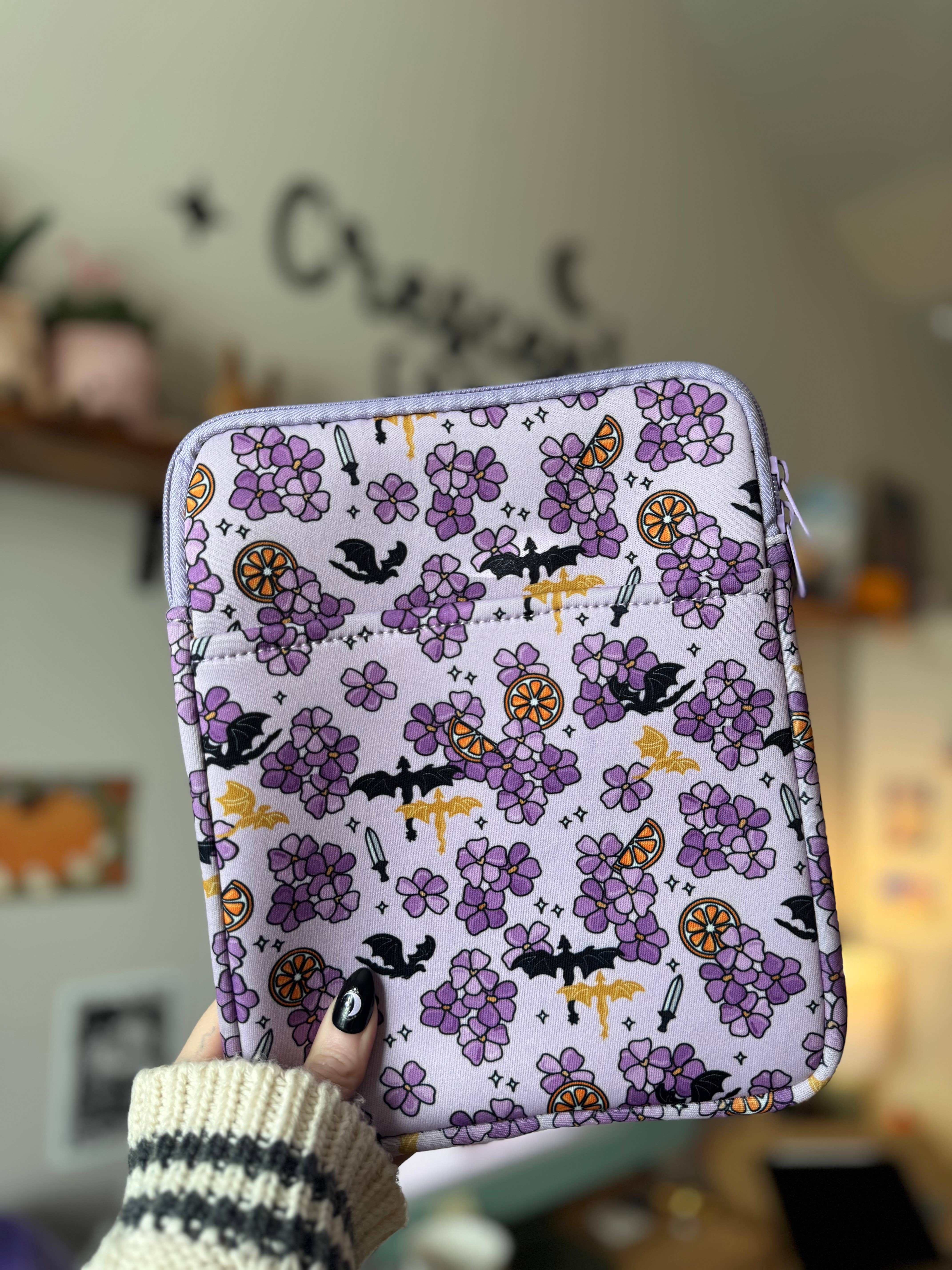CrescentCatCo - Wholesale Pouch - Women's - Violet Dragon Rider Book & Kindle Sleeve Pouch2