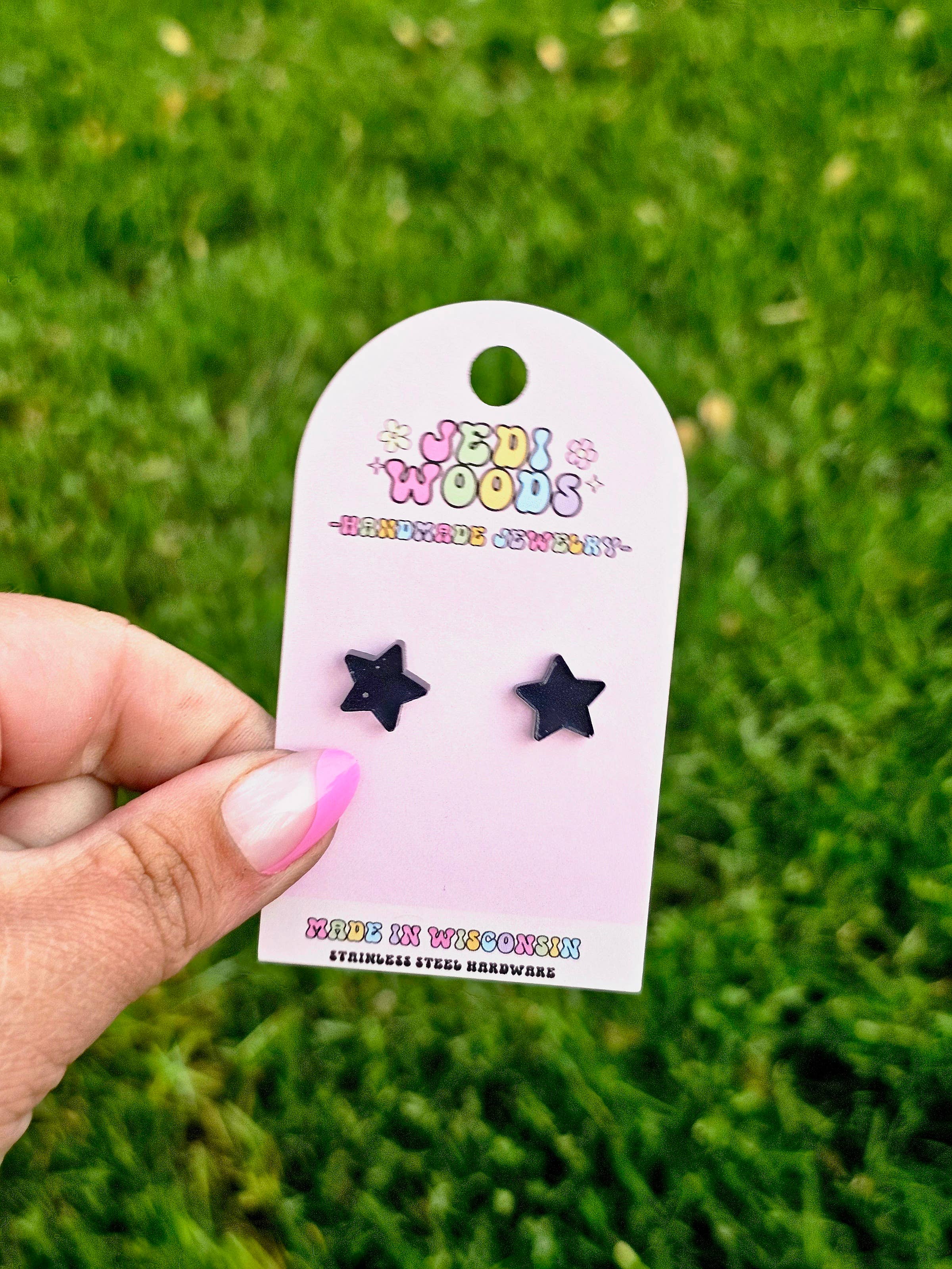 Jedi Woods LLC - Wholesale Stud/Post Earrings - Galaxy Blue and Black Star Stud Earrings0