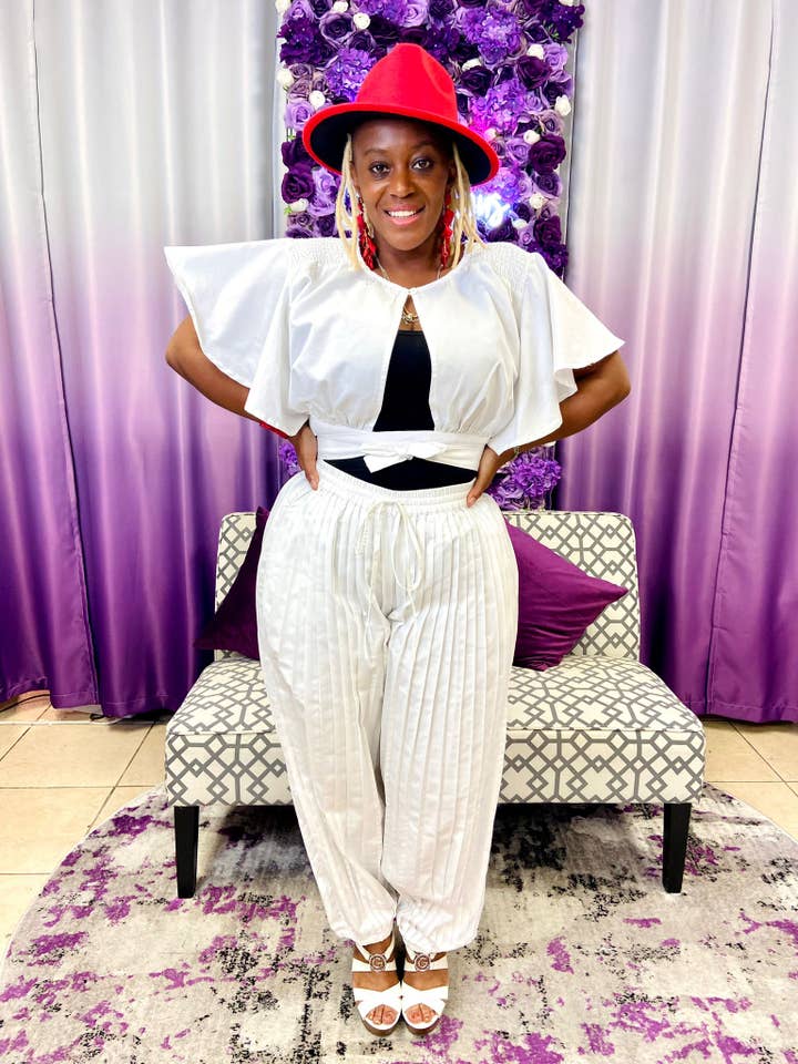 India Batik - Vente Ensemble haut et pantalon (PAS d'intérieur) - Femme - Pantalon court et sarouel - Blanc6