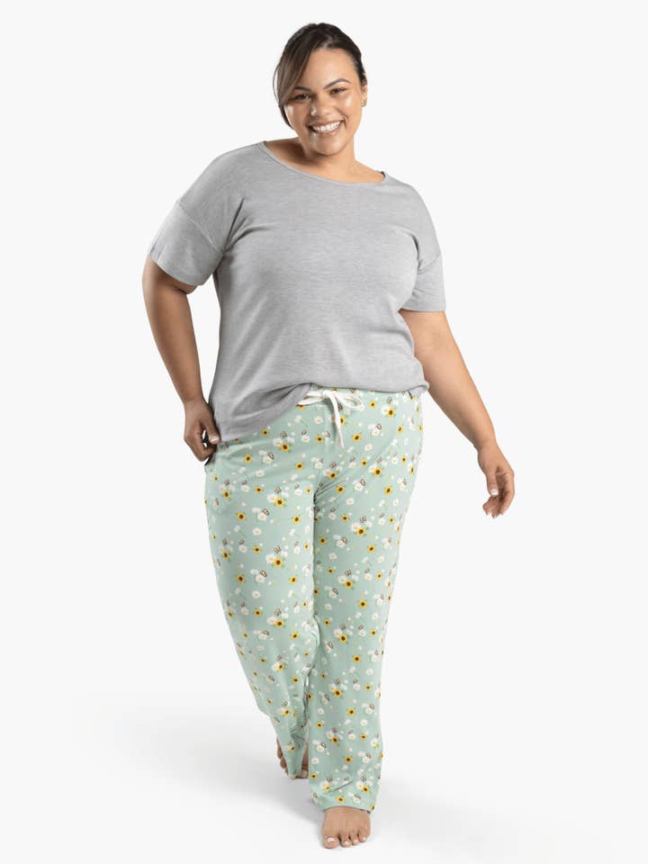 WOMENS FLOWERS BAMBOO JERSEY SLEEP PANT for wholesale by Bamboozld