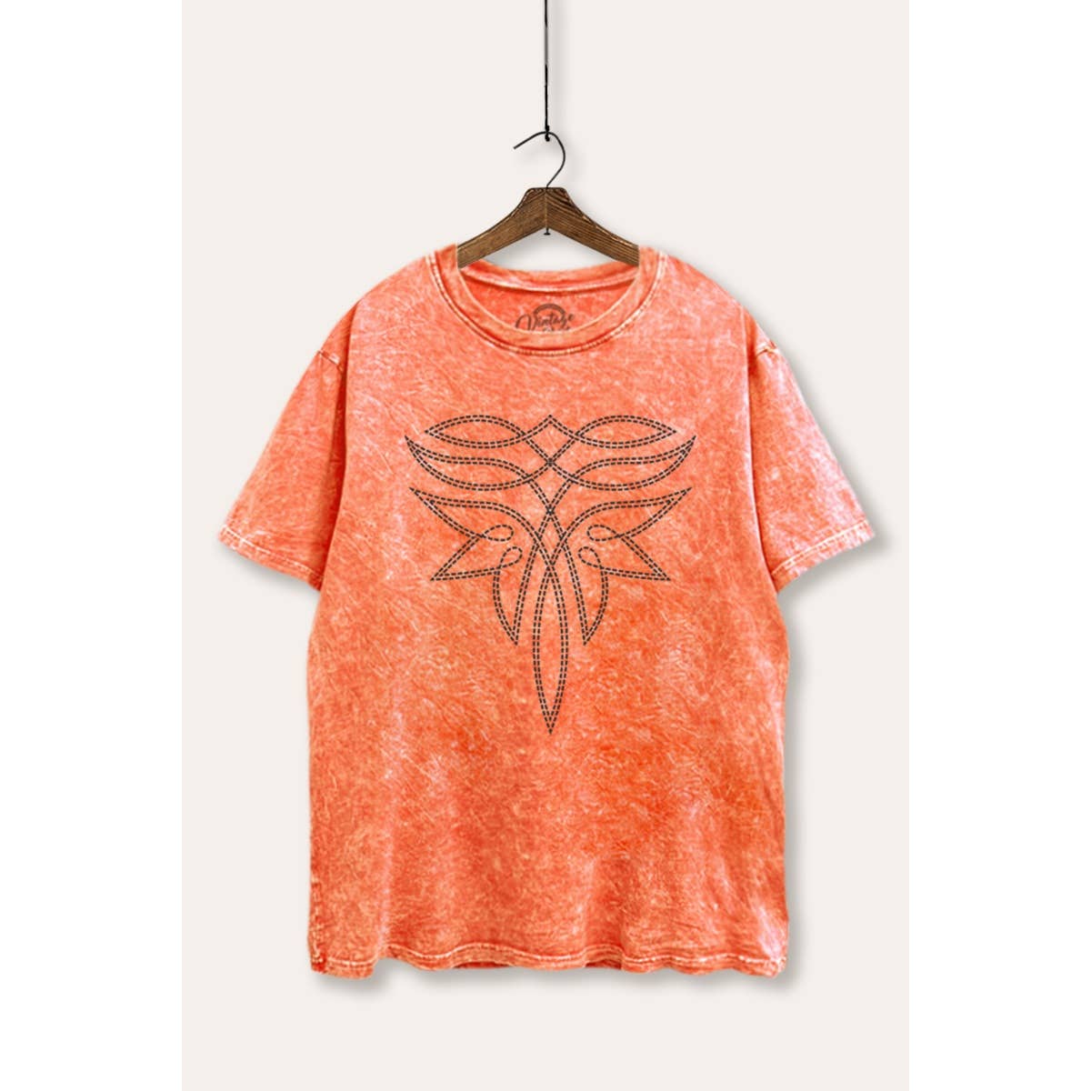 STARCHIS - Wholesale T-Shirt (Graphic) - Women's - WESTERN BOOT STITCH PATTERN GRAPHIC MINERAL WASH BOXY T-SHIR5