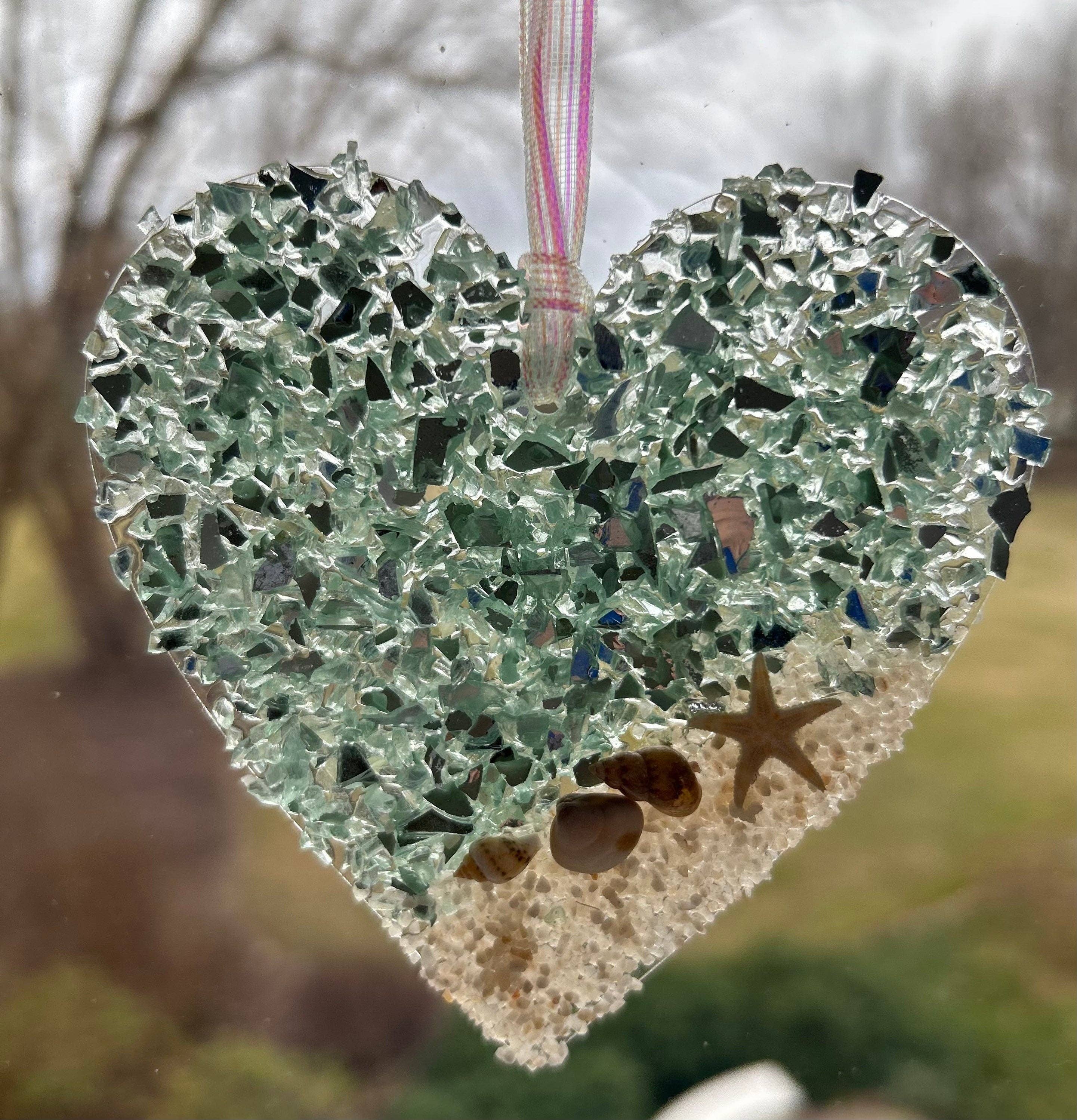 Sea Dreams Coastal Art - Wholesale Ornament - Coastal HEART Sun catcher / Ornament3