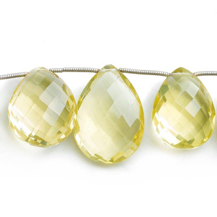 Lemonquarz facettierte Tropfenperlen 8 Zoll 13 Stück für den Großhandel von The Bead Traders