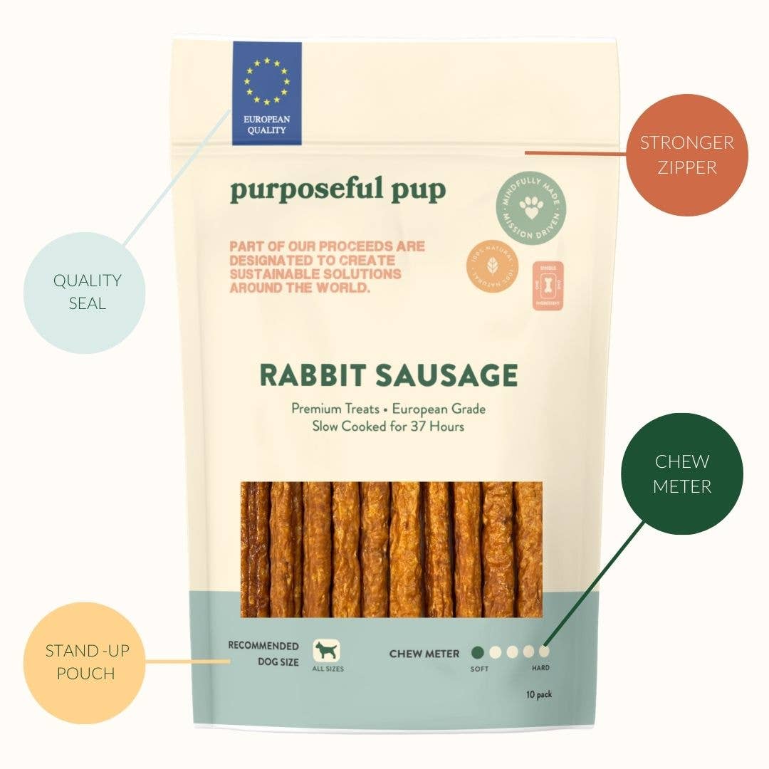 Purposeful Pup® - Wholesale Pet Treats - Dog - Rabbit Sausage 10 pack2