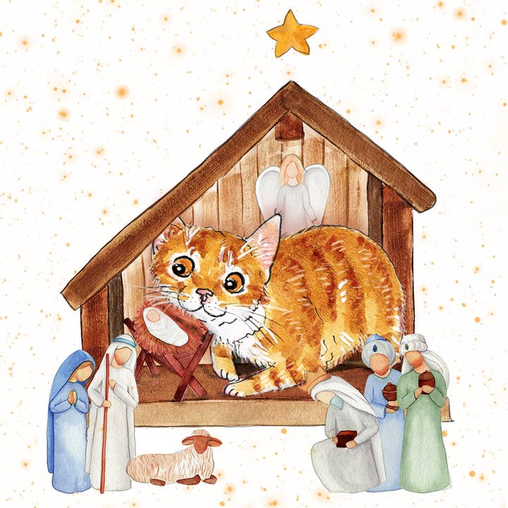 Liyana Studio – wholesale Christmas card – Cat Nativity Scene - Funny Religious Christmas Card2