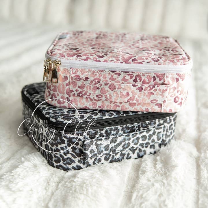 The Classy Cloth WS - Wholesale Make-up/cosmetic bag - Mega Makeup Case - Rose Gold Leopard RTS5