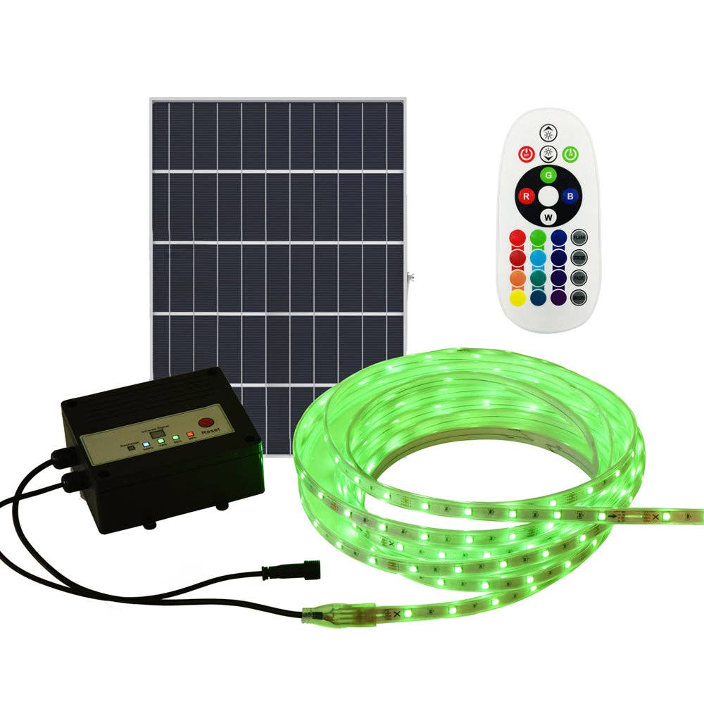 ENER-J - Wholesale String Lights - 20m Solar LED Strips IP65, 12W Panel, 12000mAh, RGB, Remote0