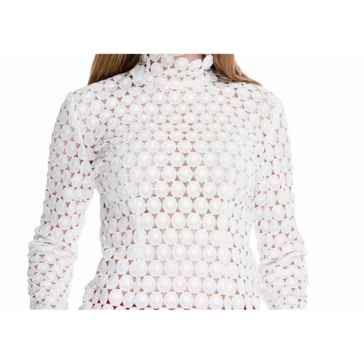 Camicetta bianca in pizzo ricamato medaglione per la vendita all'ingrosso da parte di HottieandLord