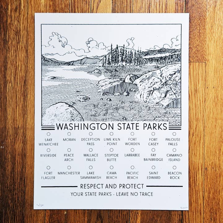Washington State Parks - Hand-pulled Screen Print for wholesale by BC Print Media