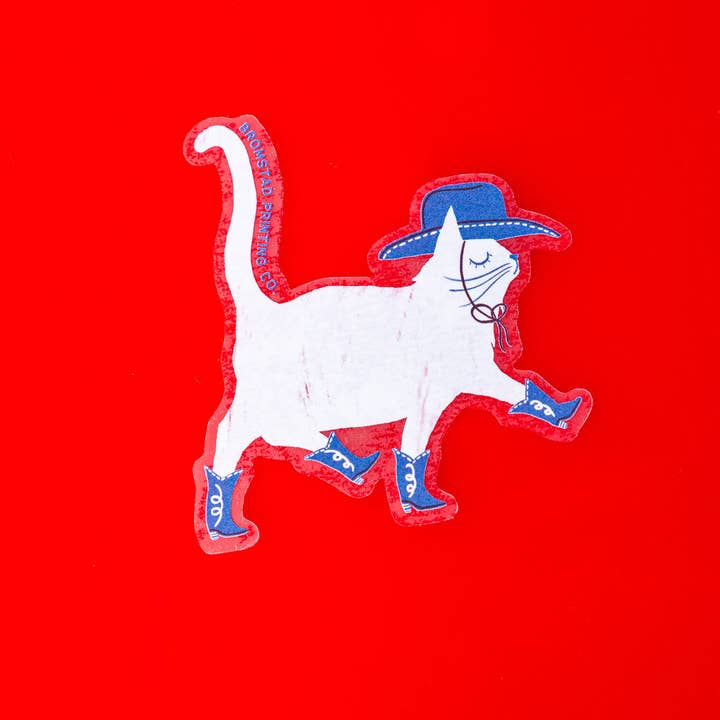 Bromstad Printing Co. - Wholesale Sticker - Cowboy Cat Clear Sticker