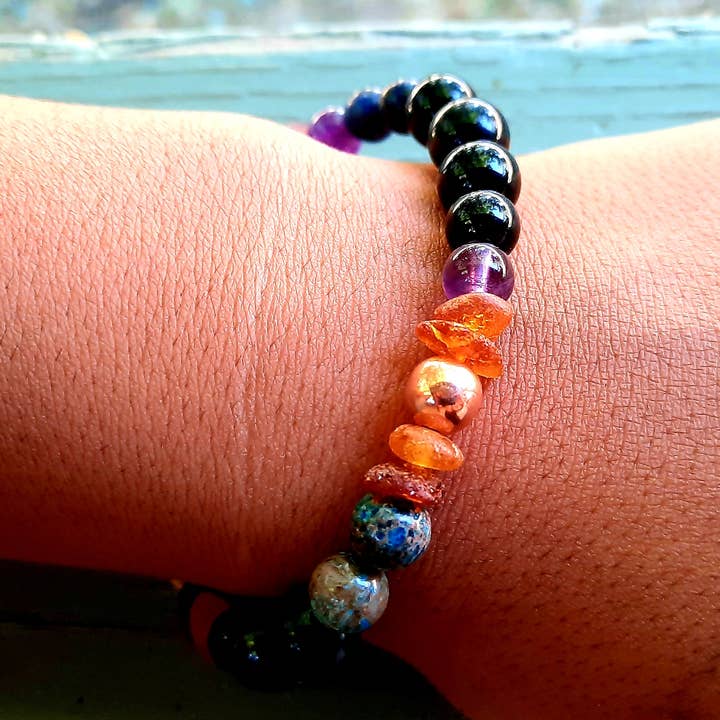 Bracelet de protection EMF 5G pour un soutien immunitaire avec de la shungite pour la vente par Secret Synergy Stones