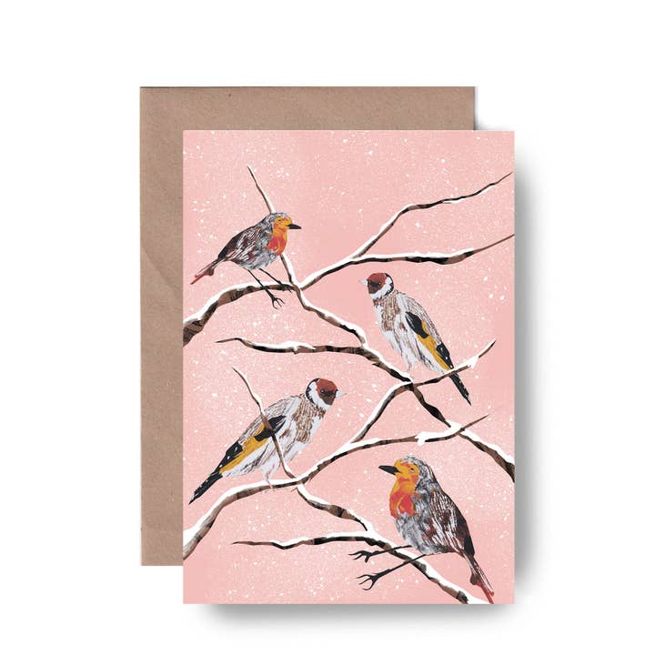 Biglietto di Natale con Animali | Pettirosso di Natale | Biglietto con Uccello Invernale per la vendita all'ingrosso da parte di Tomekah George