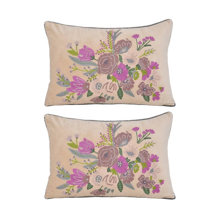 2ABCC241357_CMGR Set/2 FLORAL CHAMPAIGNE VLV CUSHION 16X24" for wholesale by Karma Living