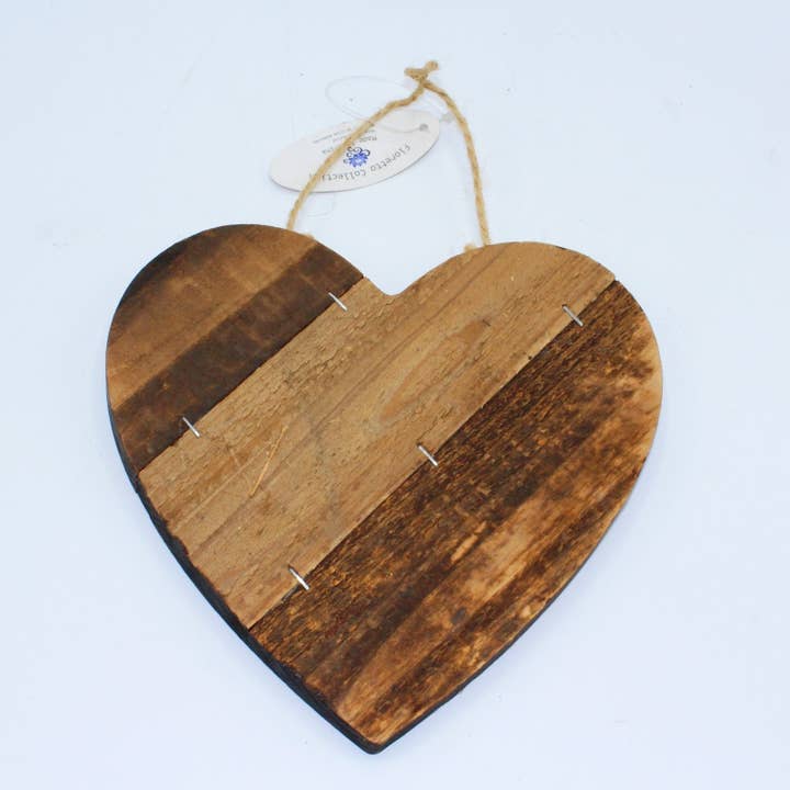 Set of 2 Brown Wooden Heart for Hanging cm.30 for wholesale by Fioretto Renato S.r.l.
