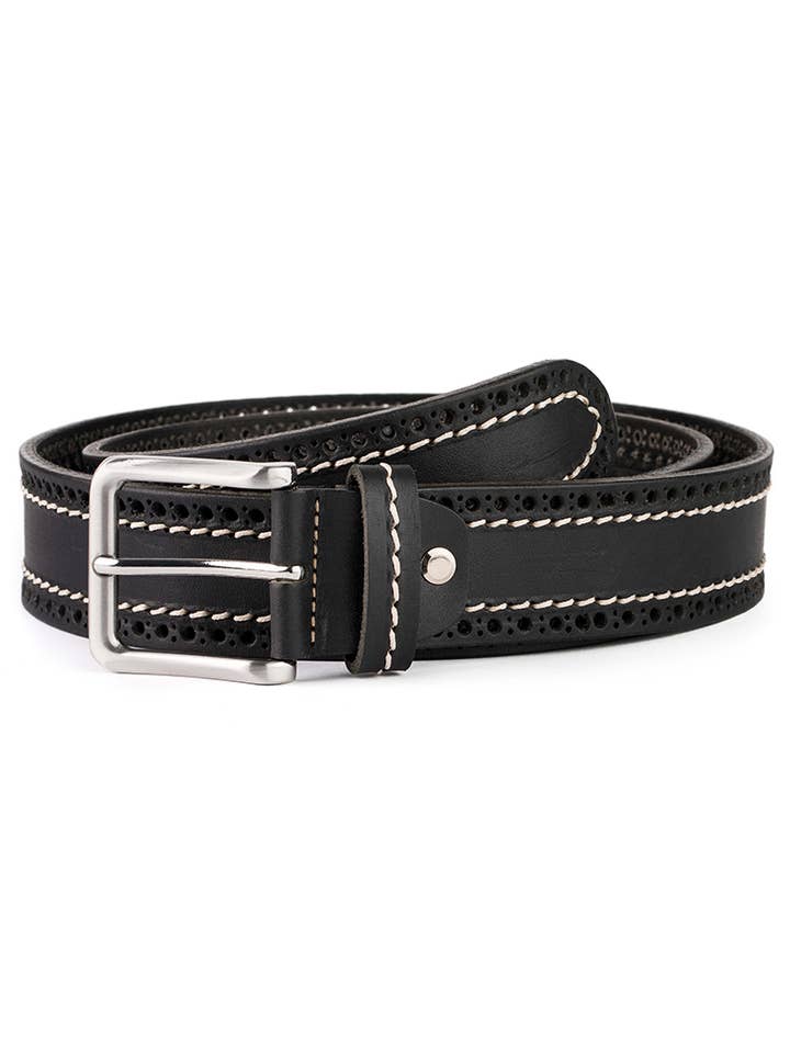 Cintura in pelle spezzata con cuciture ecru. per la vendita all'ingrosso da parte di VALTICO