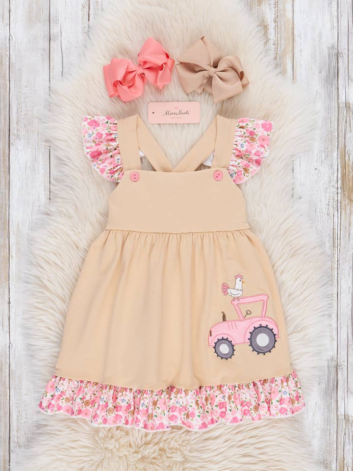 Marie Nicole Clothing - Wholesale Dress - Kids - Sweet Tractor Ride Floral Ruffle Dress